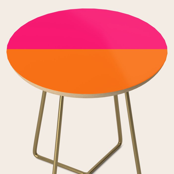 Bright Pink Orange Two Tone Minimalist Color Block Side Table Gallery Image 2