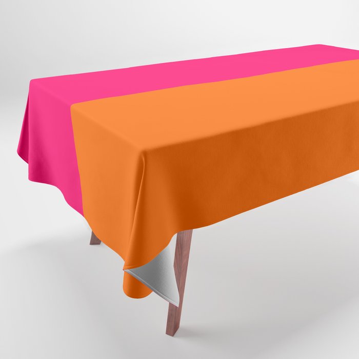 Bright Pink Orange Two Tone Minimalist Color Block Tablecloth Gallery Image 1