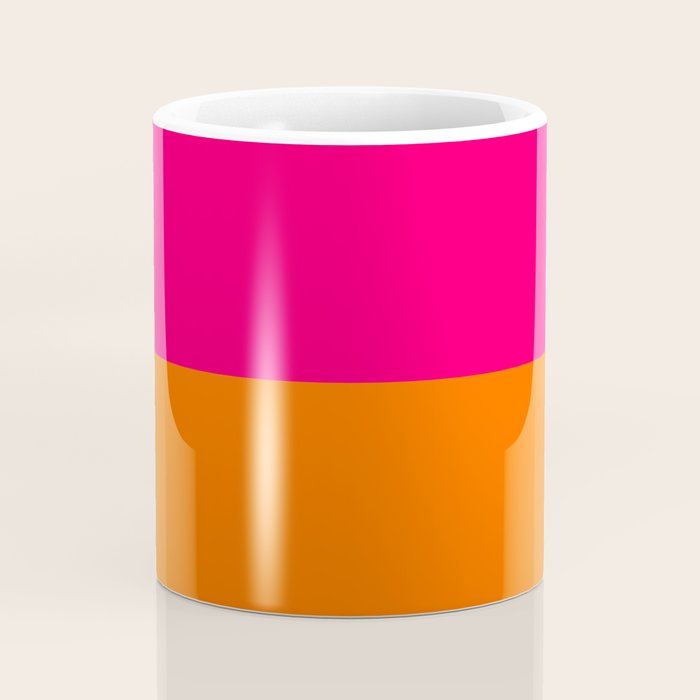 Bright Pink Orange Two Tone Minimalist Color Block Coffee Mug Gallery Image 4
