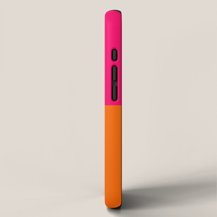 Bright Pink Orange Two Tone Minimalist Color Block iPhone Case Gallery Image 2