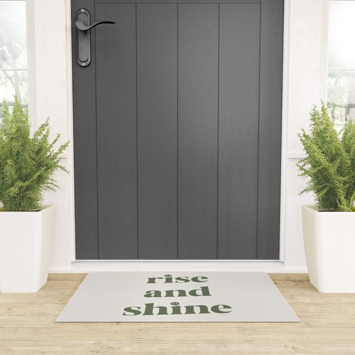 Rise And Shine Muted Green On Cream Welcome Mat Gallery Image 3
