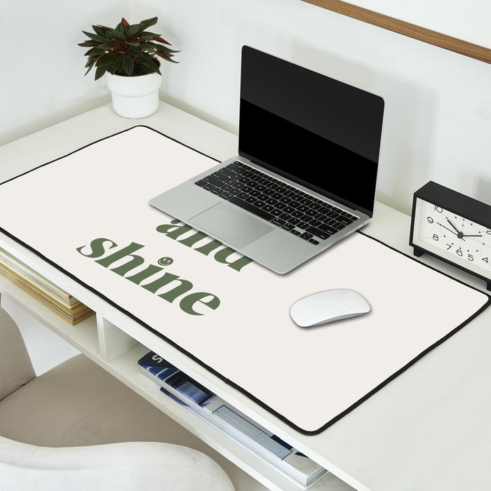 Rise And Shine Muted Green On Cream Desk Mat Gallery Image 2