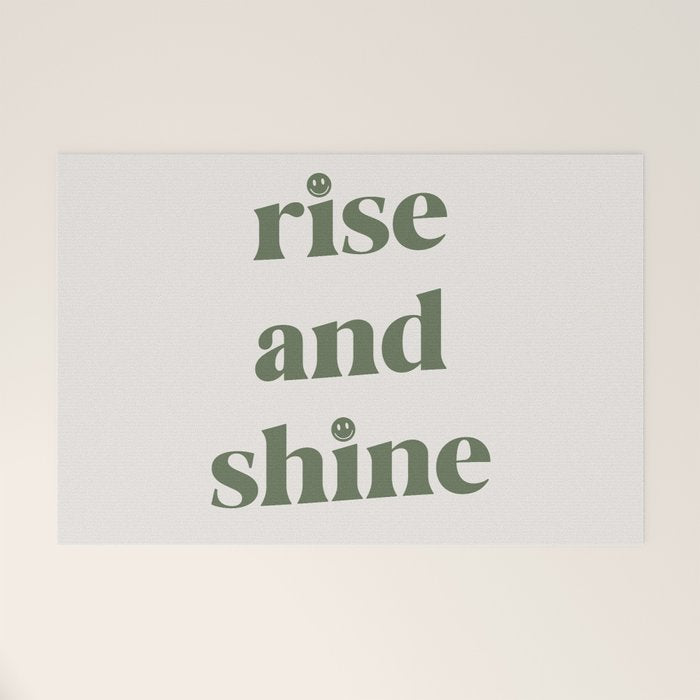 Rise And Shine Muted Green On Cream Welcome Mat Gallery Image 1