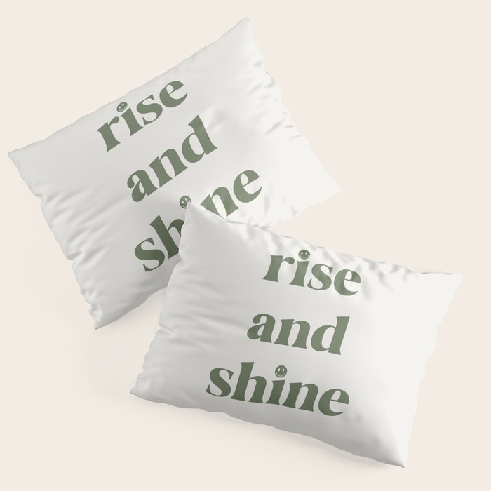 Rise And Shine Muted Green On Cream Pillow Sham Gallery Image 1