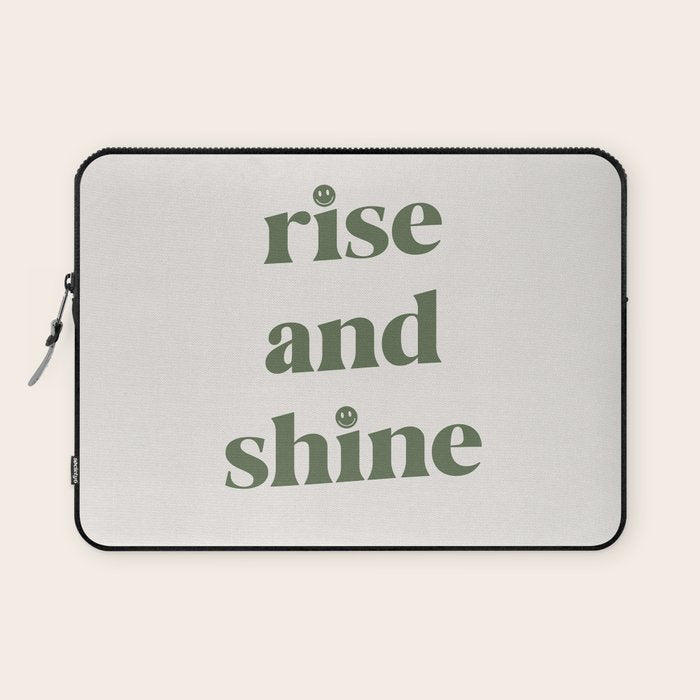 Rise And Shine Muted Green On Cream Laptop Sleeve Gallery Image 1