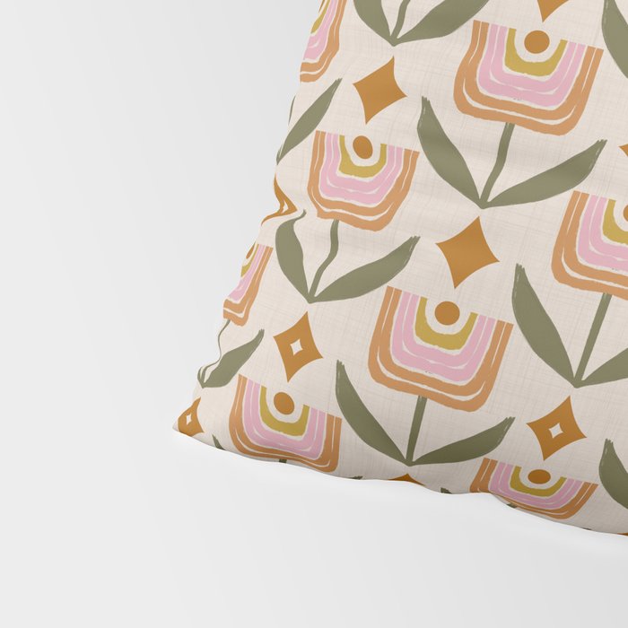 Retro Tulip Bloom - Mid Century Modern Floral Pillow Sham Gallery Image 4