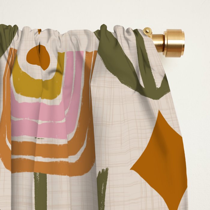 Retro Tulip Bloom - Mid Century Modern Floral Window Curtain Gallery Image 2