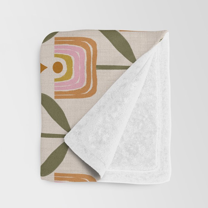 Retro Tulip Bloom - Mid Century Modern Floral Throw Blanket Gallery Image 3