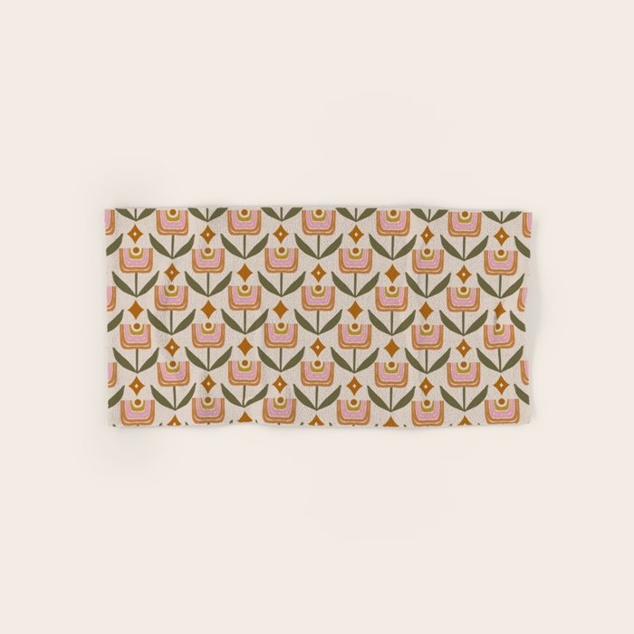 Retro Tulip Bloom - Mid Century Modern Floral Bath Towel Gallery Image 1