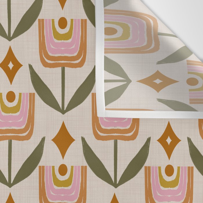 Retro Tulip Bloom - Mid Century Modern Floral Wall Tapestry Gallery Image 3