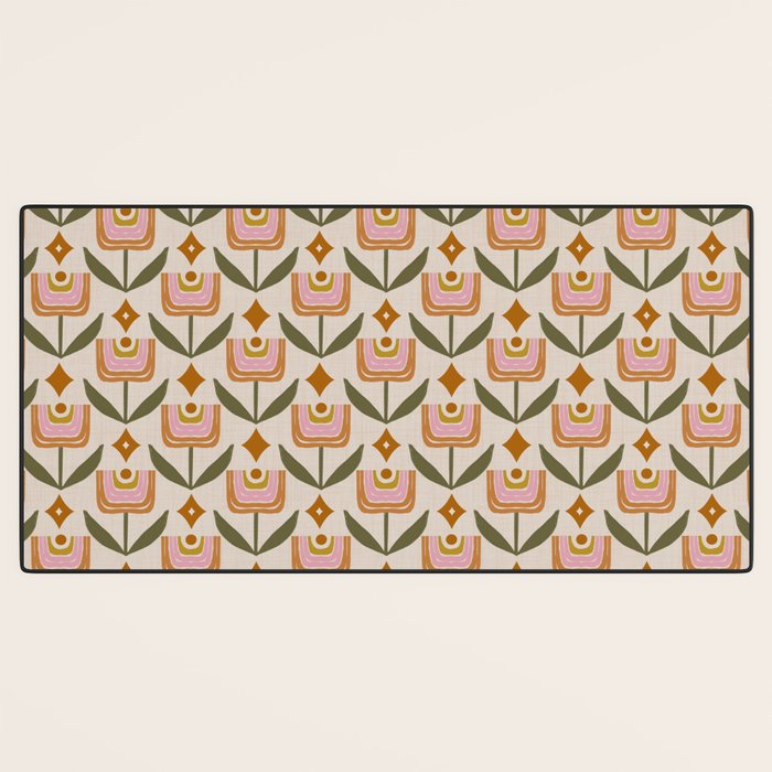 Retro Tulip Bloom - Mid Century Modern Floral Desk Mat Gallery Image 3