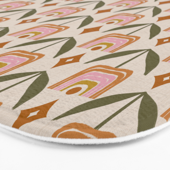 Retro Tulip Bloom - Mid Century Modern Floral Bath Mat Gallery Image 3
