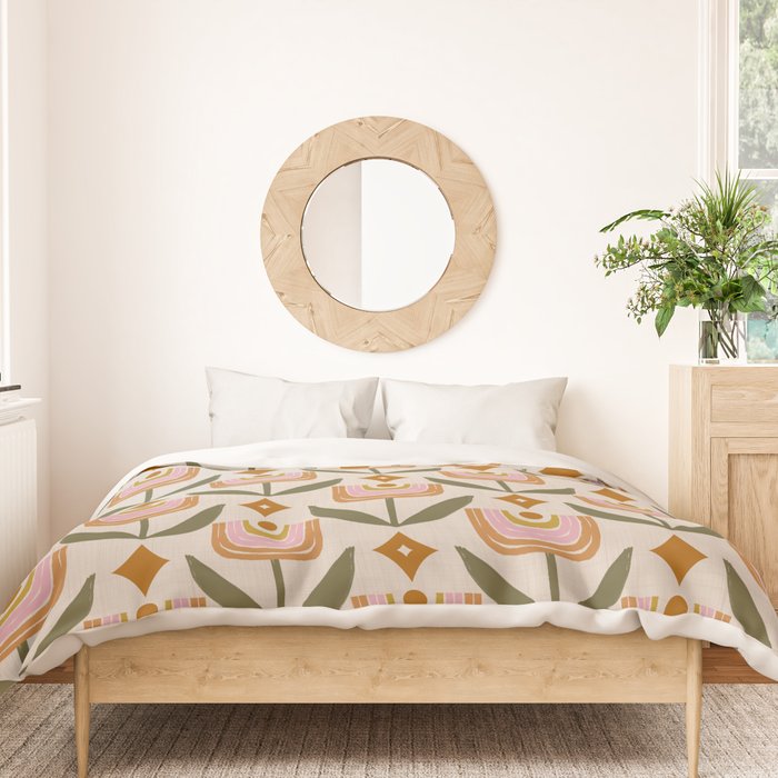 Retro Tulip Bloom - Mid Century Modern Floral Duvet Cover Gallery Image 3