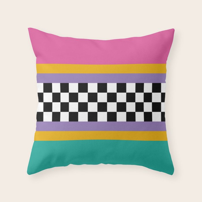 Checkered pattern grid / Vintage 80s / Retro 90s Throw Pillow Gallery Image 6