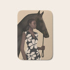 Woman in Bold Print with Black Horse Bath Mat Gallery Image 1