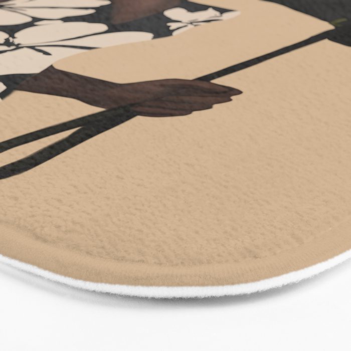 Woman in Bold Print with Black Horse Bath Mat Gallery Image 3