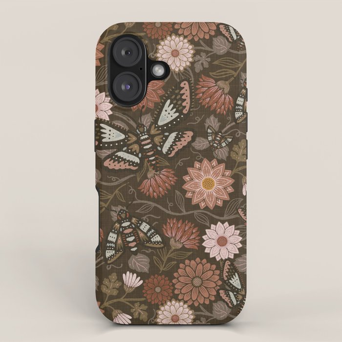 Moth Floral - Brown iPhone Case Gallery Image 1