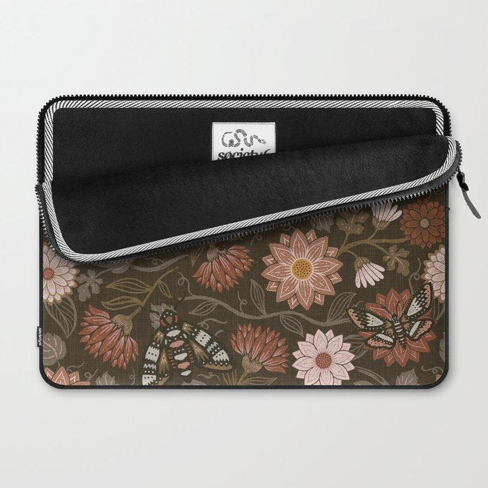 Moth Floral - Brown Laptop Sleeve Gallery Image 2