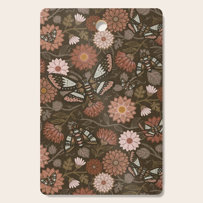 Moth Floral - Brown Cutting Board Gallery Image 1