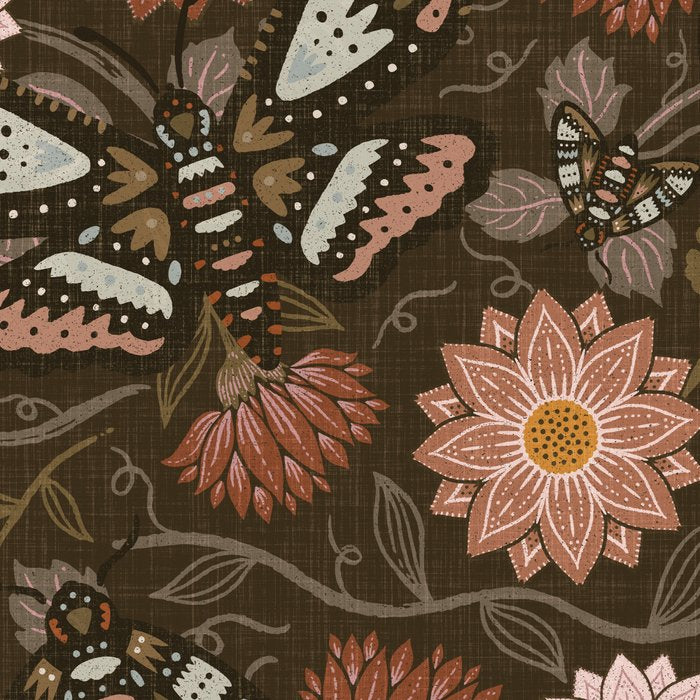 Moth Floral - Brown Coffee Mug Gallery Image 2