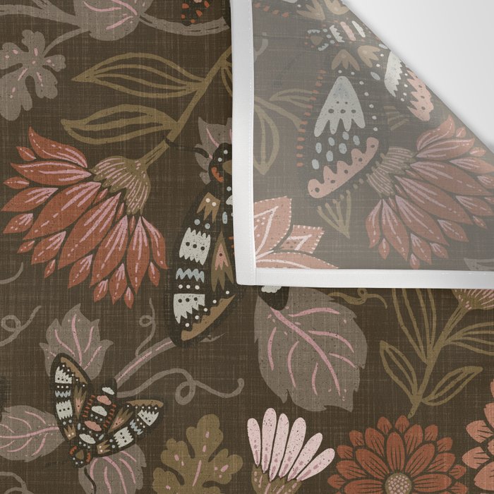 Moth Floral - Brown Wall Tapestry Gallery Image 3