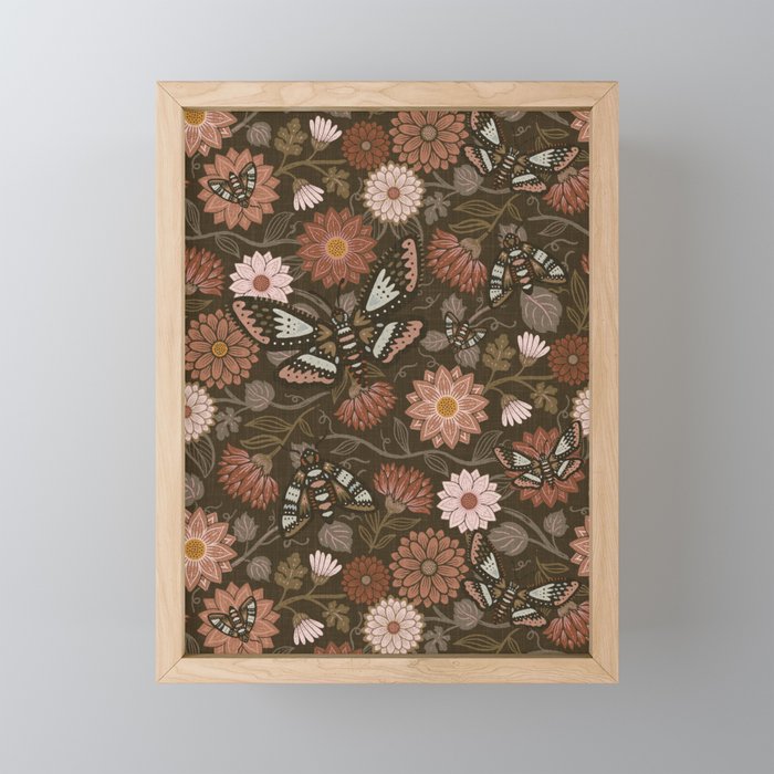 Moth Floral - Brown Mini Art Print Gallery Image 1