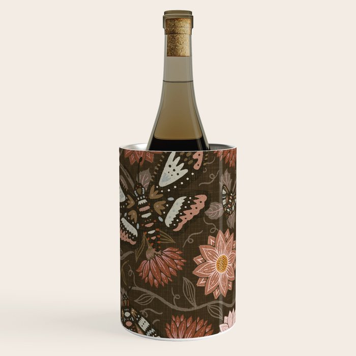Moth Floral - Brown Wine Chiller Gallery Image 1