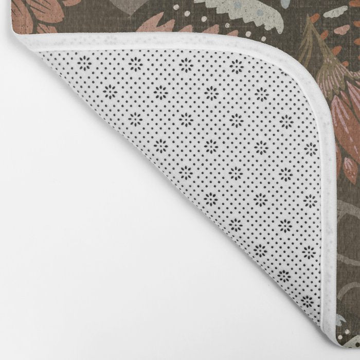 Moth Floral - Brown Bath Mat Gallery Image 2