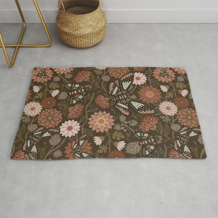 Moth Floral - Brown Rug Gallery Image 1