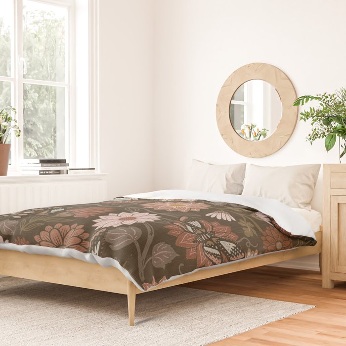 Moth Floral - Brown Duvet Cover Gallery Image 2