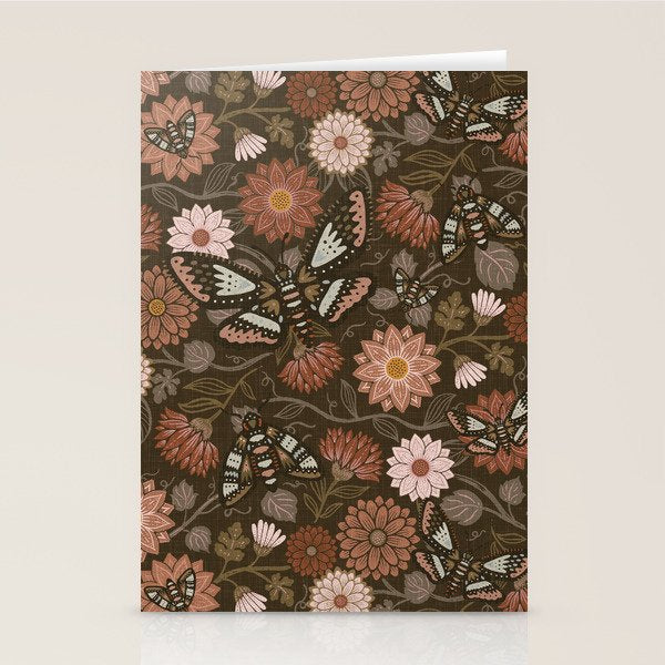 Moth Floral - Brown Stationery Card Gallery Image 2