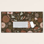 Moth Floral - Brown Desk Mat Gallery Image 1