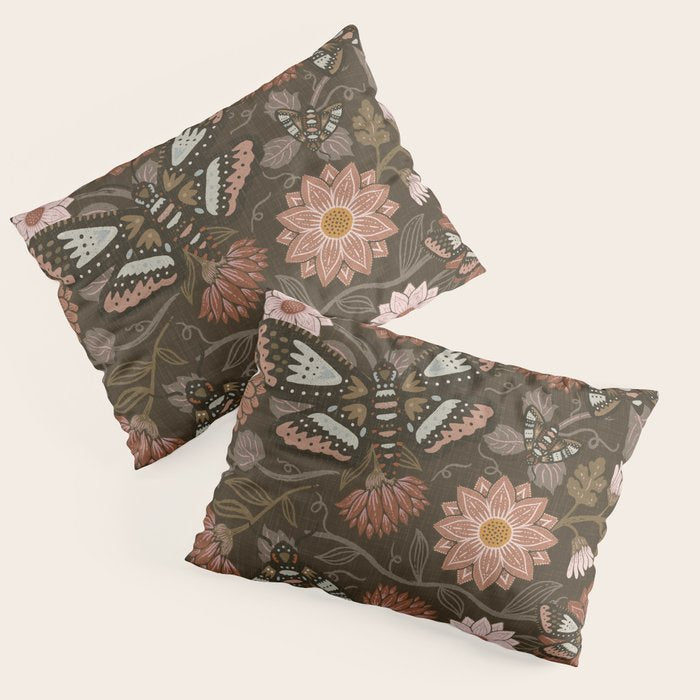 Moth Floral - Brown Pillow Sham Gallery Image 3