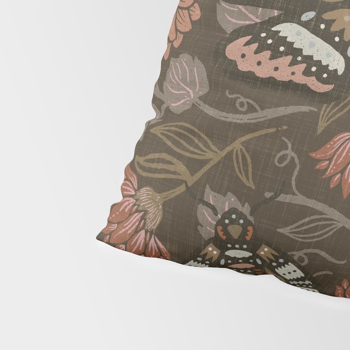Moth Floral - Brown Pillow Sham Gallery Image 4