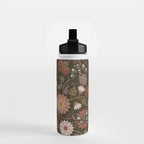 Moth Floral - Brown Water Bottle Gallery Image 2