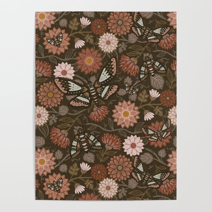 Moth Floral - Brown Poster Gallery Image 4