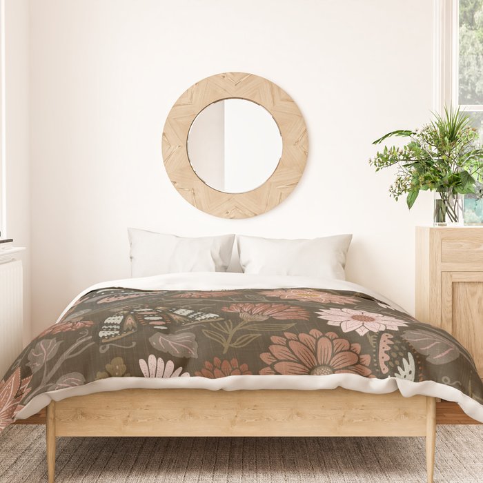 Moth Floral - Brown Duvet Cover Gallery Image 3