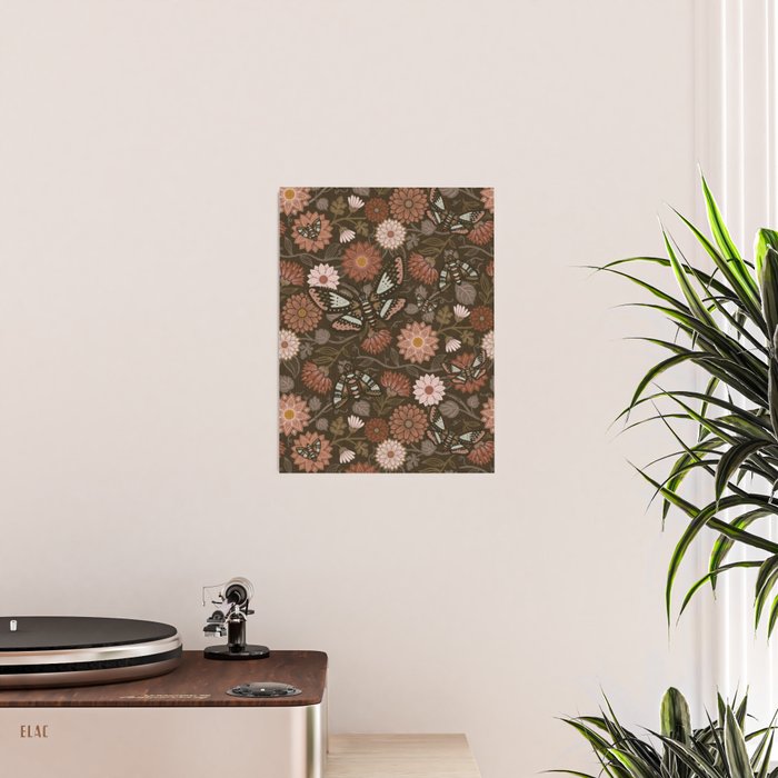 Moth Floral - Brown Poster Gallery Image 2