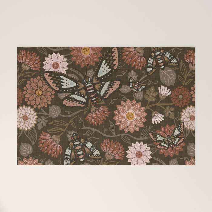 Moth Floral - Brown Welcome Mat Gallery Image 1