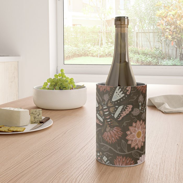 Moth Floral - Brown Wine Chiller Gallery Image 4