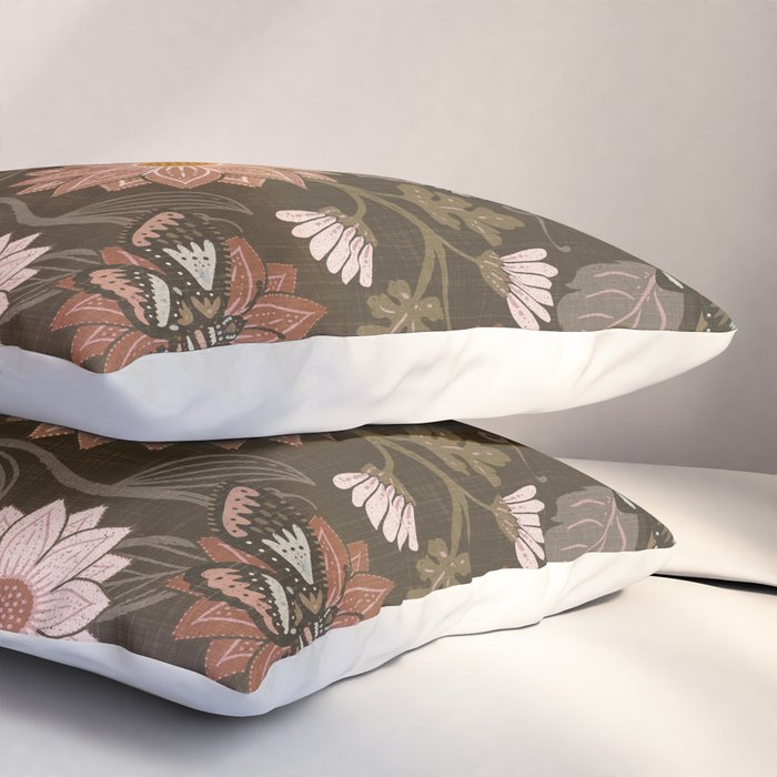 Moth Floral - Brown Pillow Sham Gallery Image 3