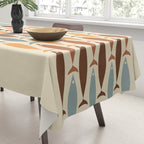 Fish Stripe Mid-Century Modern Minimalism in Slate Blue Brown Orange Beige Tablecloth Gallery Image 3