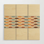 Fish Stripe Mid-Century Modern Minimalism in Slate Blue Brown Orange Beige Wood Wall Art Gallery Image 1