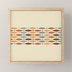 Fish Stripe Mid-Century Modern Minimalism in Slate Blue Brown Orange Beige Mini Art Print Gallery Image 1