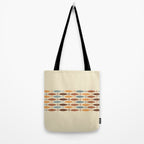 Fish Stripe Mid-Century Modern Minimalism in Slate Blue Brown Orange Beige Tote Bag Gallery Image 2