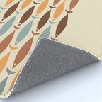 Fish Stripe Mid-Century Modern Minimalism in Slate Blue Brown Orange Beige Rug Gallery Image 4