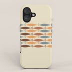 Fish Stripe Mid-Century Modern Minimalism in Slate Blue Brown Orange Beige iPhone Case Gallery Image 1