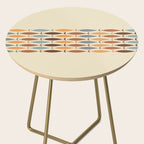 Fish Stripe Mid-Century Modern Minimalism in Slate Blue Brown Orange Beige Side Table Gallery Image 2