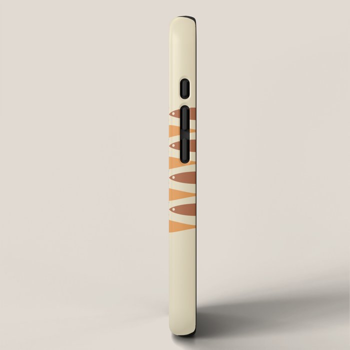 Fish Stripe Mid-Century Modern Minimalism in Slate Blue Brown Orange Beige iPhone Case Gallery Image 2