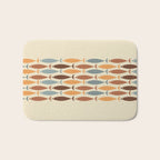 Fish Stripe Mid-Century Modern Minimalism in Slate Blue Brown Orange Beige Bath Mat Gallery Image 1